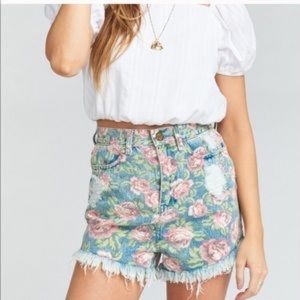 NWT SMYMM Rose Denim Shorts